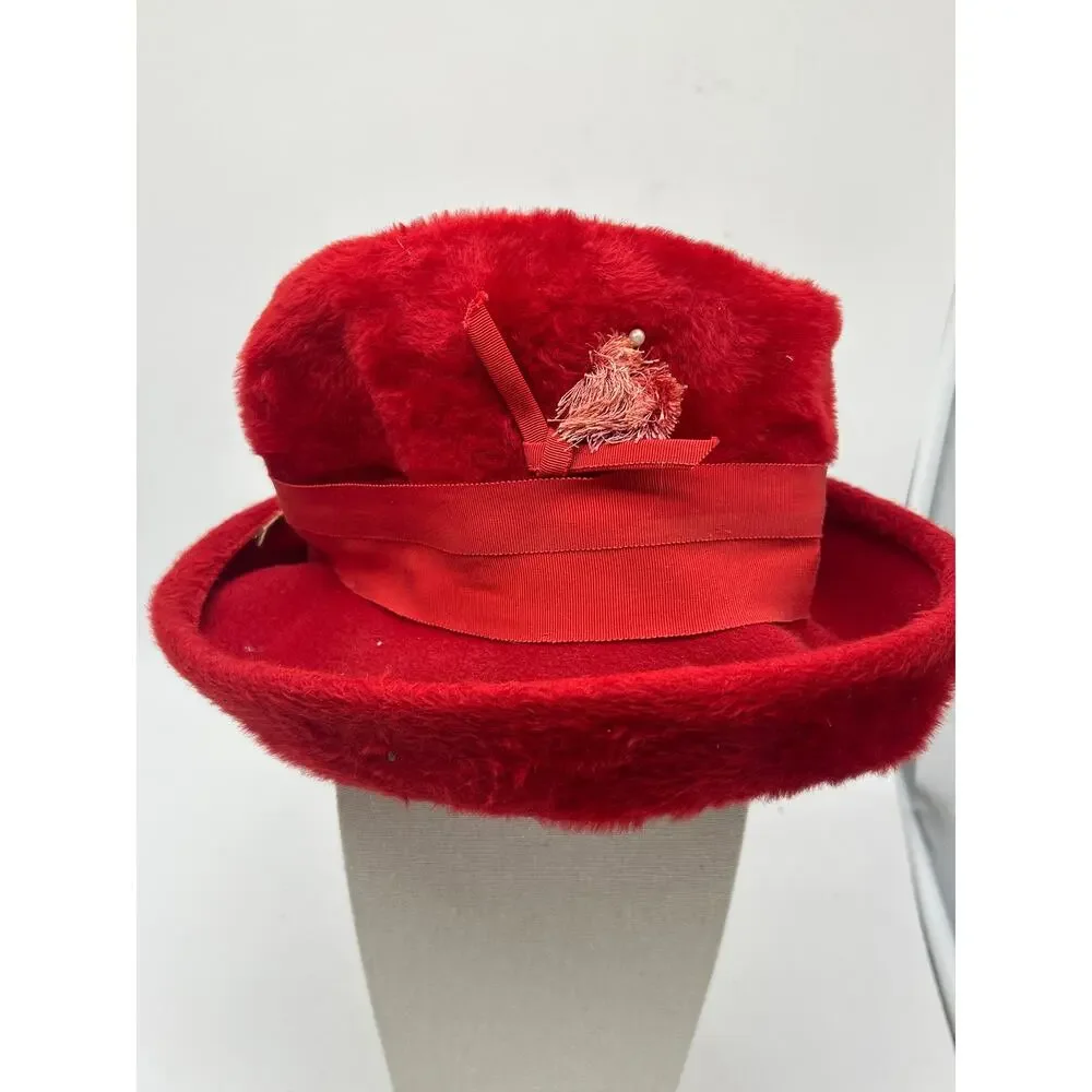 Vintage Hat Lot of 5 Retro Bow Wide Brim Dress Church Formal Hats Bows Costume